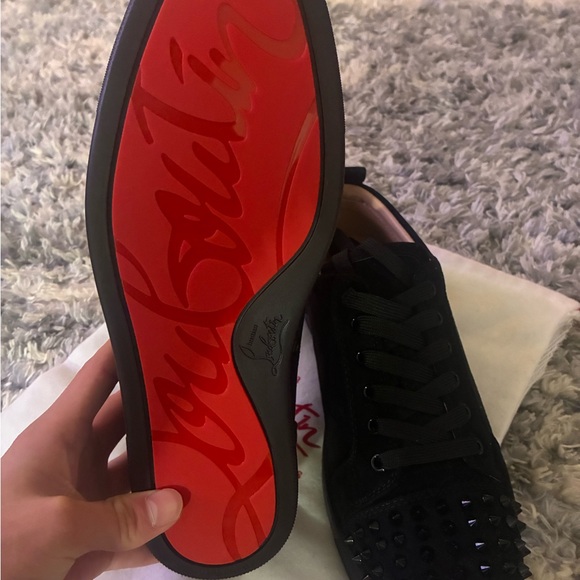 Christian Louboutin Black Spiked Sneakers with Red Sole - Picture 3 of 3